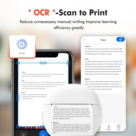 Sticker Printer Mini Thermal Printer with 5 Rolls Paper Inkless(White) Brand New - Picture 4 of 9